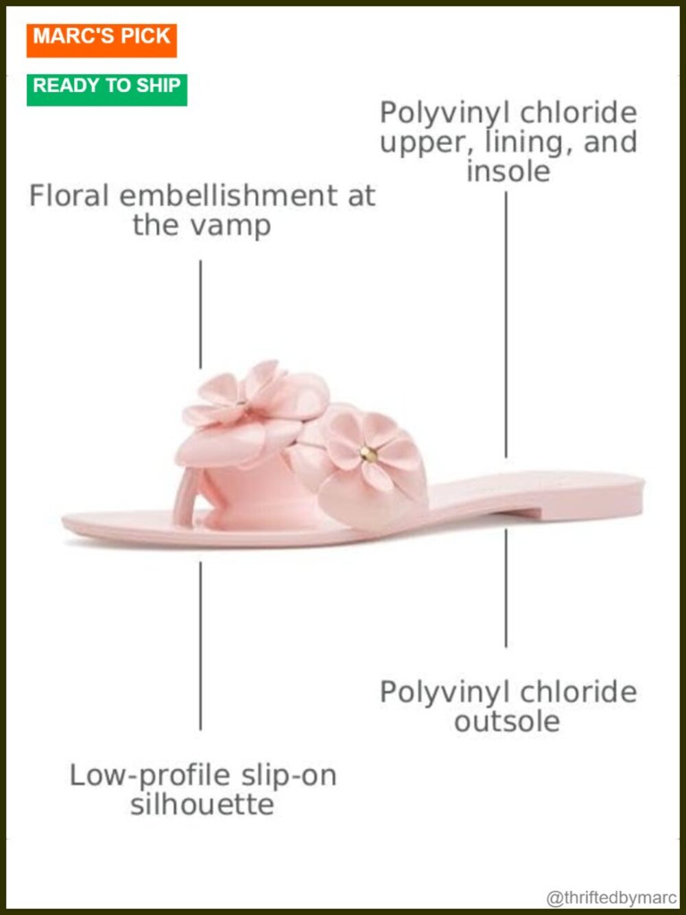 Jack Rogers Amelia Flower Jelly Sandals PVC Slip-On Women's Waterproof Floral - Picture 2 of 6